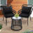 3 Pieces Rattan Wicker Outdoor Conversation Bistro Set,Black-22751231