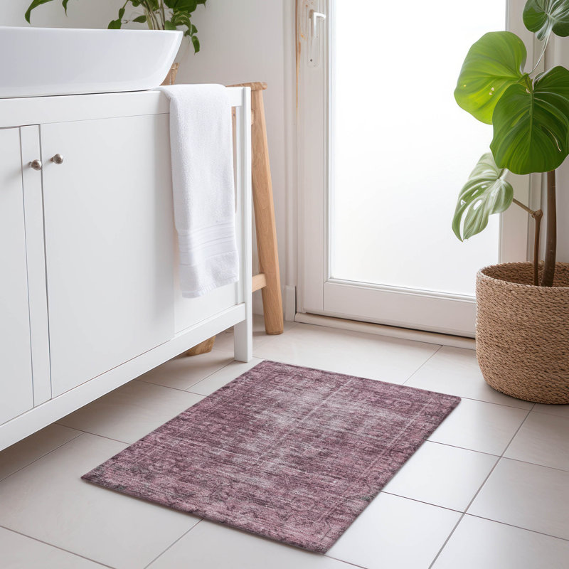 Tapis intérieur / extérieur lavable à la machine Christain ACN1228 Merlot, Rectangle 1 pi 8 po x 2 pi 6 po
