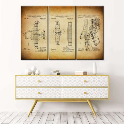 Ensemble de 3 pièces d'avion rétro sur toile