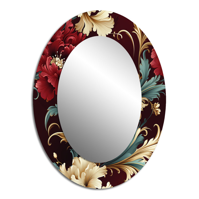 Victorian Renaissance Revival Victorian Pattern - Floral Round Mirror Wall Decor_MTMIR130997, 40" H x 30" W, Oval