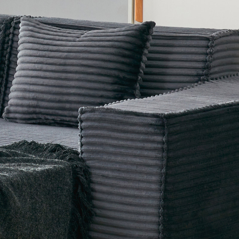 L-Shaped Modular Sectional Sofa, Dark Gray Corduroy