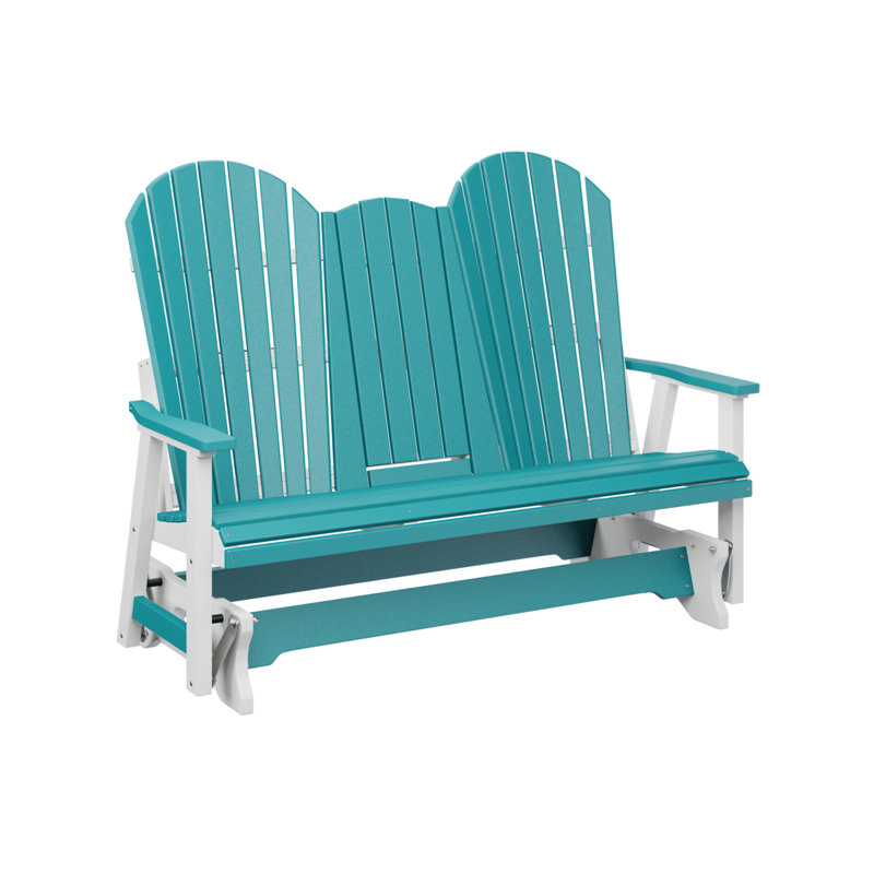 Comfo Back Outdoor Glider, Aruba Blue/White