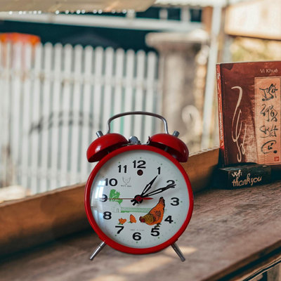 Roman Numeral Glass Quartz movement / Crystal Alarm Clock in Red