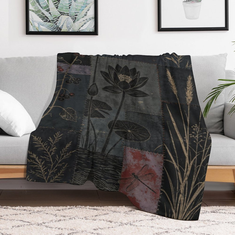 Jeté en flanelle Botanical Patchwork Luxury, 50 x 60 po