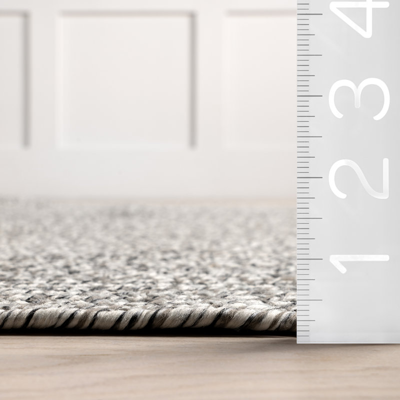 Edie Braided Indoor/Outdoor Rug, Square 4', Gray Silver