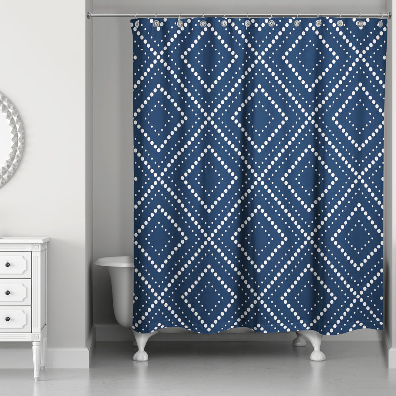 Rideau de douche simple géométrique Killion, Bleu marine