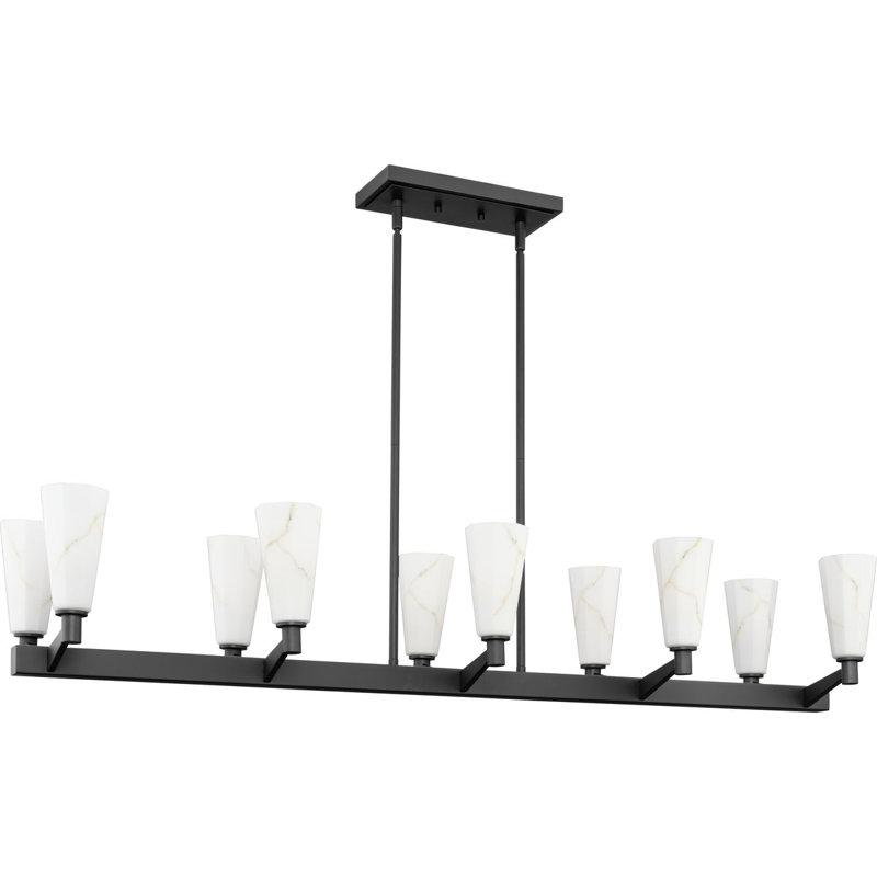 Ten-Light Modern Luxe Linear Chandelier, Matte Black