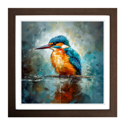 Kingfisher Impressionism No.1 - Single Picture Frame Print on Wood