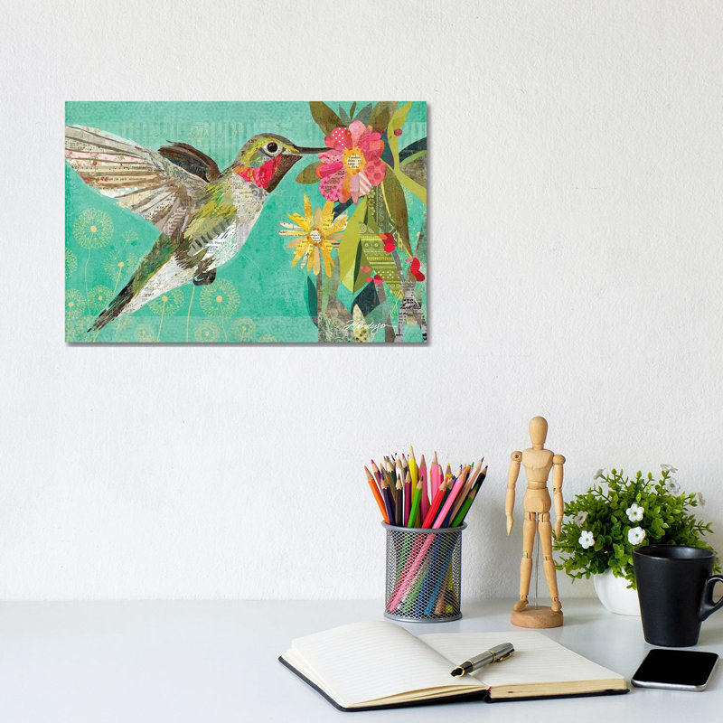Mom's Hummingbird par Traci Anderson - impression d'art graphique, H 8 po x l 12 po x P 0,75 po, Toile tendue, Non mat