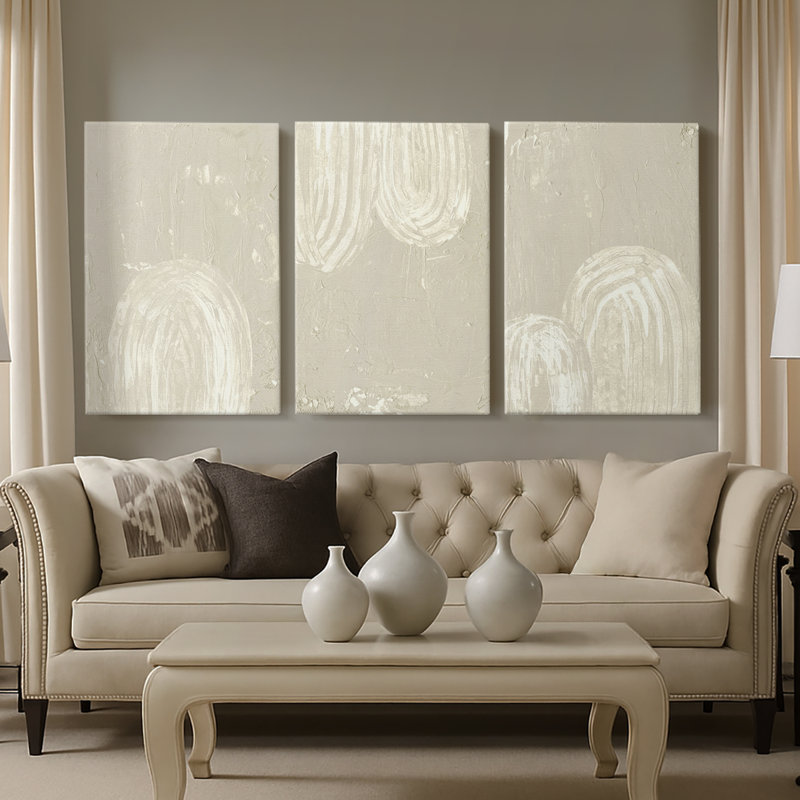 Sandy Arcs I  -Custom Wrapped Gallery Canvas - 3 Pieces, 12" H x 24" W
