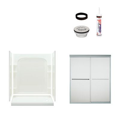Ensemble 60" W x 73.75" H Framed Rectangle Sliding Shower Stall and Base Included