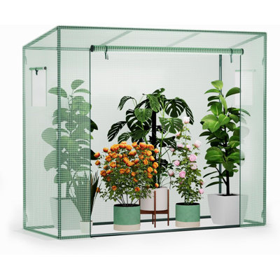 Serre, serre à appentis avec 2 fenêtres latérales et serres à tomates avec porte à glissière