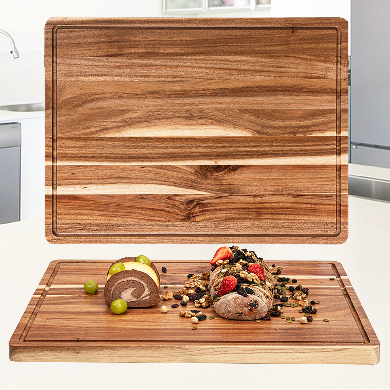 Sangdo Large Thick Acacia Wood Cutting Boards For Kitchen, 20 X 15 X 1.5