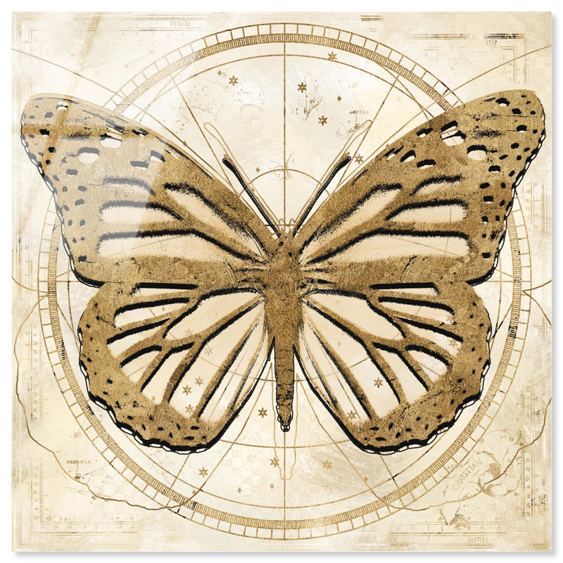 Art de papillon Astro, ailes flottantes, par Art Remedy, prêt à être accroché, H 16 po x l 16 po