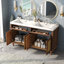 Bathroom Vanity with Double Sink ( SMC Sink ), Large Storage Space with 2 Tip-Out Trays / Flip-Out Drawers and 4 Soft Closing Doors