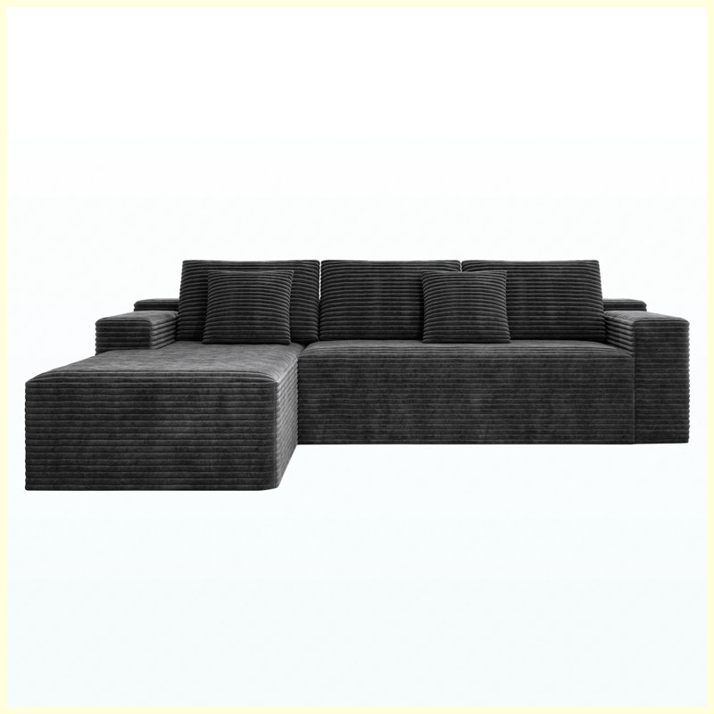 Siège de canapé modulaire 104,3 po x 68,9 po, canapé 2 pièces à combinaison libre, tissu en velours côtelé moelleux, sans assemblage requis, gris