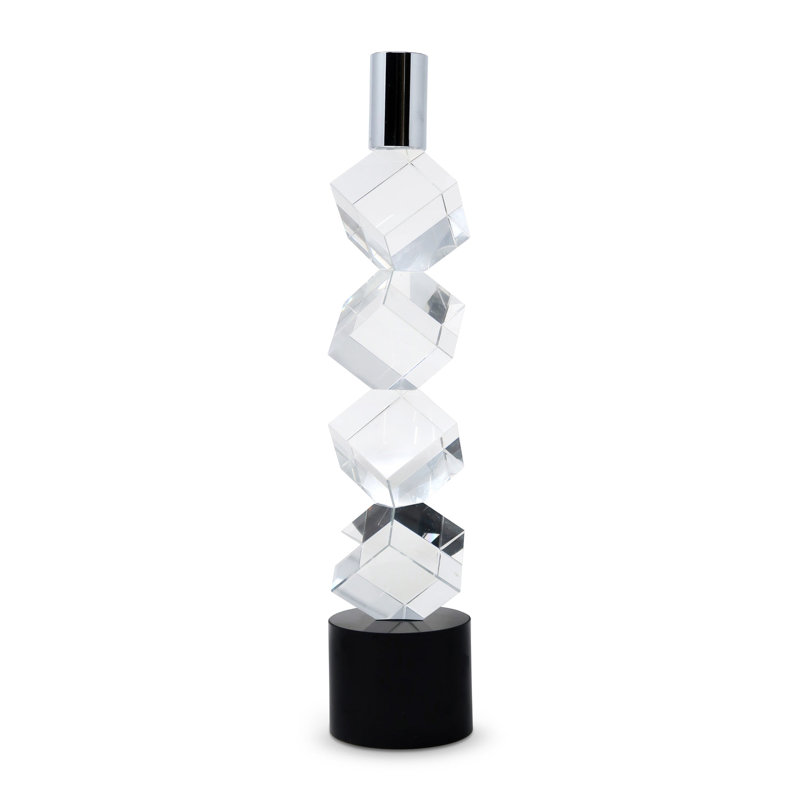 Bougeoir en cristal diagonal H 7,5 po, H 11,25 po x l 2,5 po x P 2,5 po