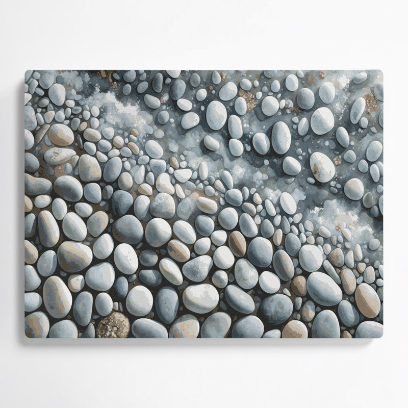 Art mural gris en métal Coastal Coastal Pebbles, H 12 po x l 18 po