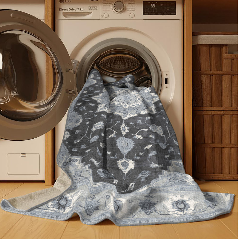 Machine Washable Tabriz Gray Area Rug