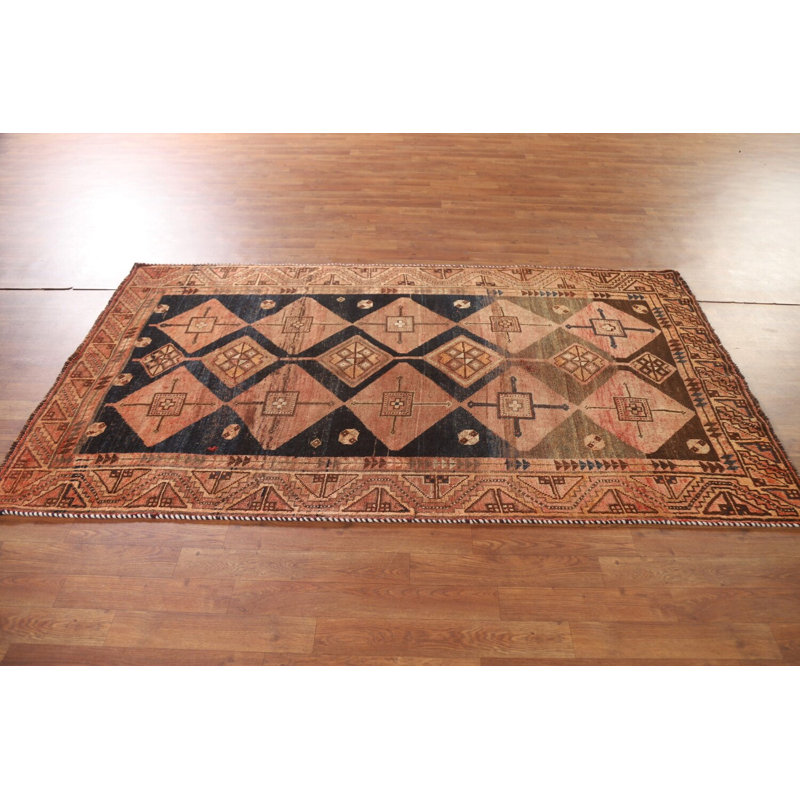 Tapis traditionnel pré-1900 à teinture végétale antique 4 x 7