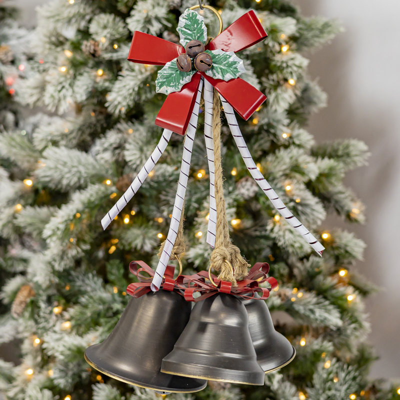 Ensemble de 6 décorations en forme de clochettes de Noël avec boucles décoratives World