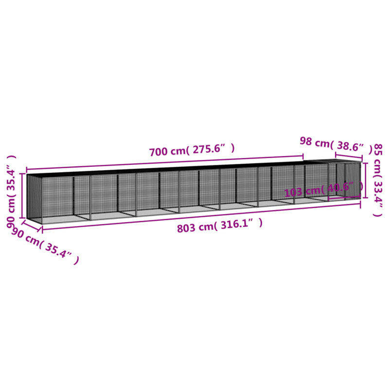 Jeffersonville Chicken Coop, 90cm H x 803cm W x 98cm D, Light Grey
