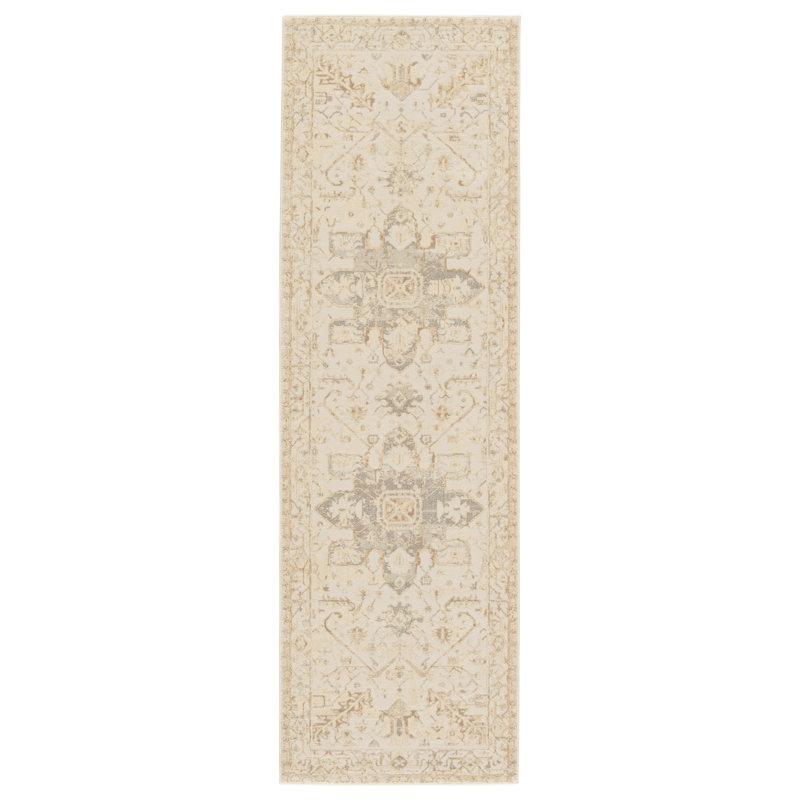 Tapis crème tissé à la machine Clint, Tapis de couloir 2 pi 6 po x 8 pi