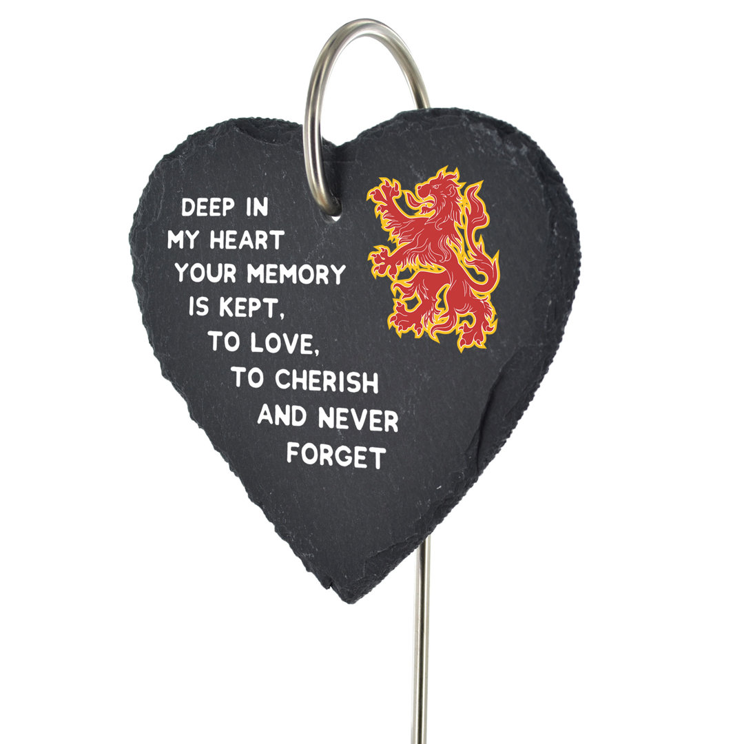 Bikari Slate Heart Scottish Grave Marker Memorial Plaque