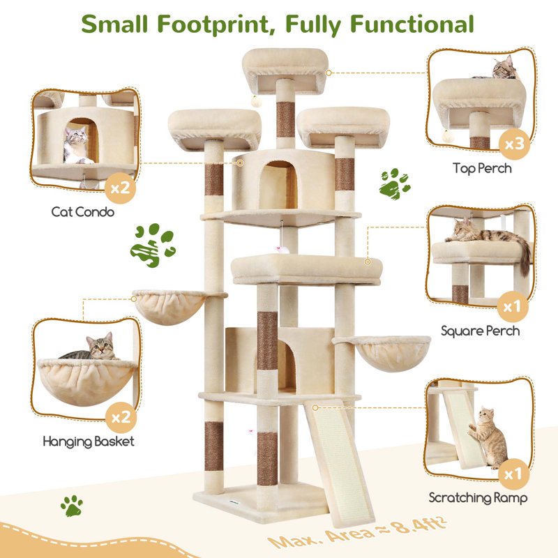 80.31cm H Cat Tree, Beige