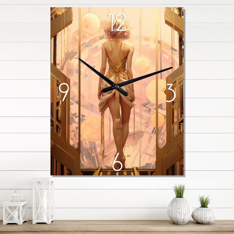 Horloge murale Art Nouveau, rétro, beauté intemporelle, élégance II, H 40 po x l 30 po x P 1 po