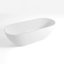 63" Freestanding Solid Surface Bathtub Engineered Stone Resin Soaking Bathtub with Overflow and Pop-up Drain, Matte White-130523340
