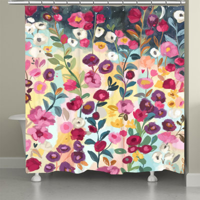 Rideau de douche Floral Party Midnight par Laural Home