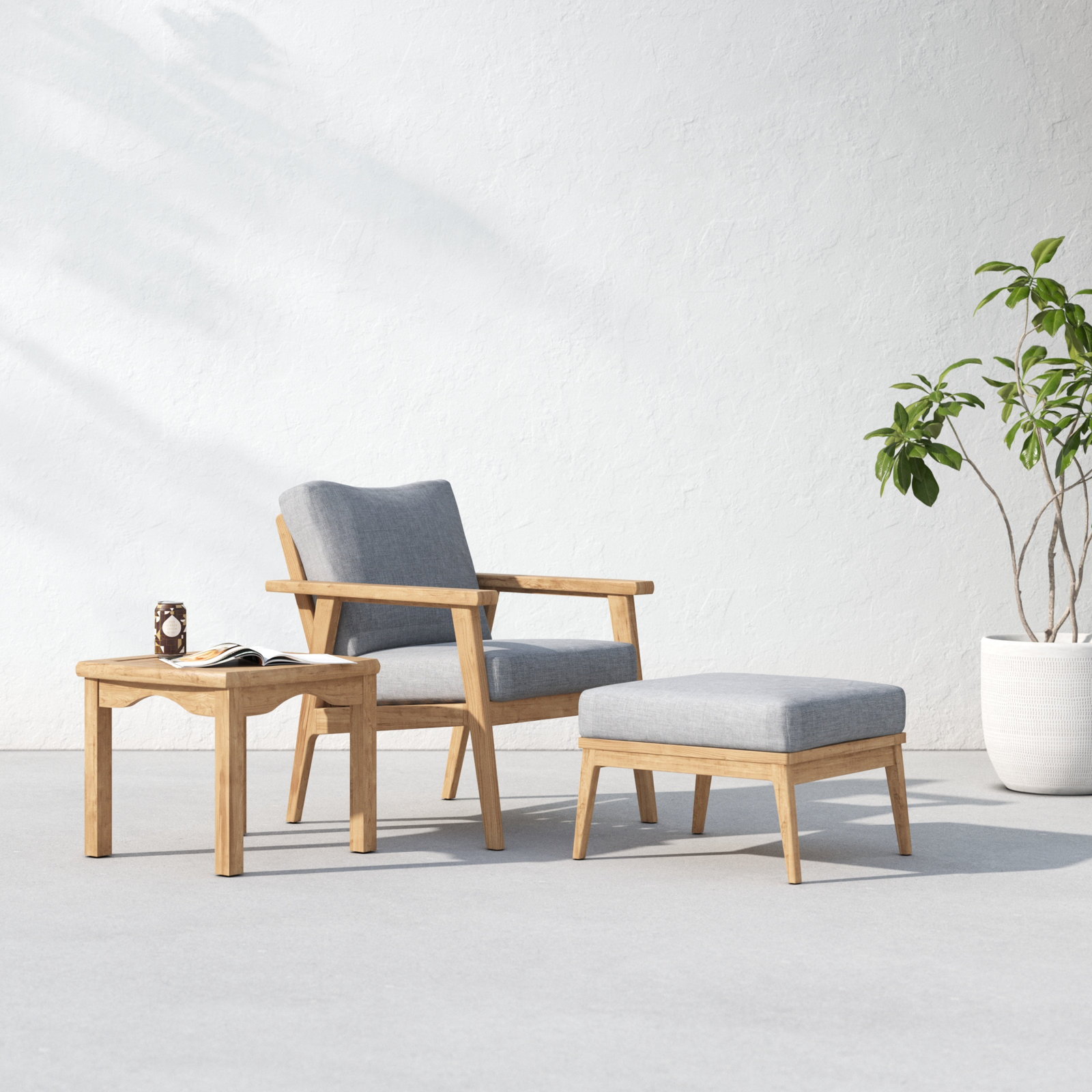 Tempo Teak 2 - Person Patio Conversation Set with Cushions