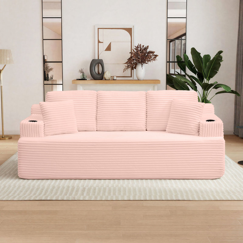 Canapé Boneless, Rose, H 35,8 po x l 86,2 po x P 36,6 po 