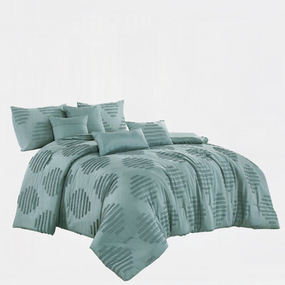 7-Piece King Comforter Set With Clipped Jacquard Design, Soft Microfiber, 100% Polyester, All-Season Bedding Collection