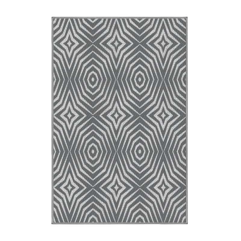 Tapis gris/zone blanche à motifs Broemmel, Rectangle 5 pi x 7 pi