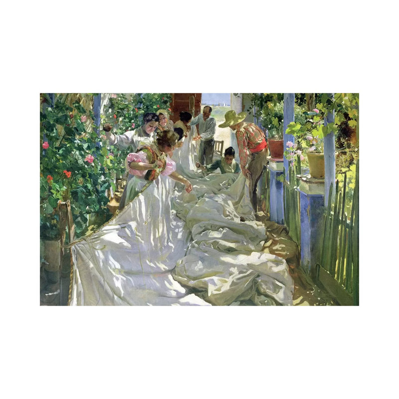 Mending The Sail, 1896 by Joaquin Sorolla Y Bastida - Painting on Canvas, 66.04cm H x 101.6cm W x 3.81cm D, Wrapped Canvas