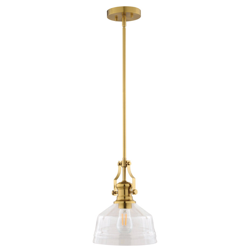Manville 1 - Light Dome Pendant, 17" H x 9" W x 9" D, Brushed Gold