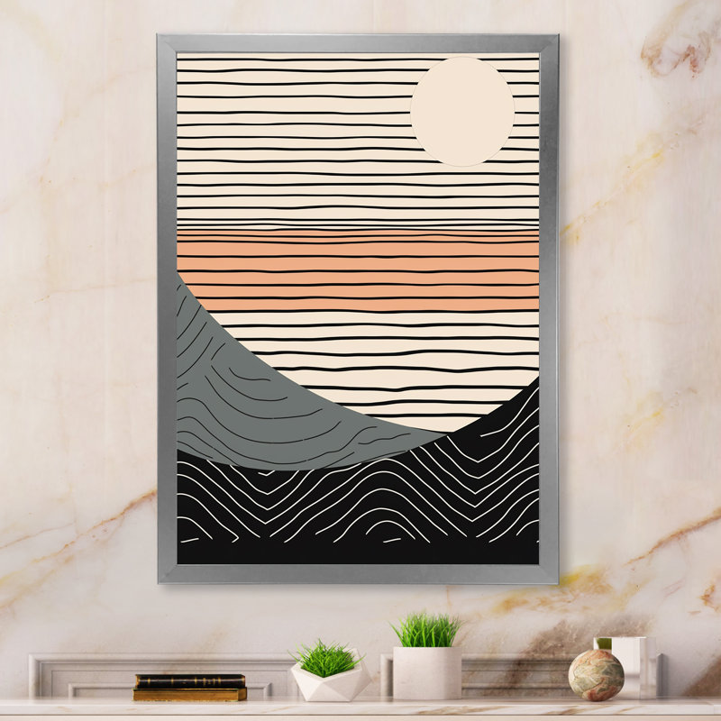 " Simple Horizon III ", Silver Single Picture Framed, 44" H x 34" W x 1.5" D