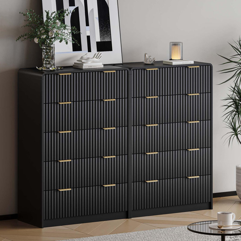 47.2” H 5-Drawer Dresser, Large Storage Chest Of Drawers ,Closet Clothes Organizer For BedroomFor Bedroom, Living Room, Black