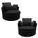 Chenille Upholstered Swivel Barrel Chair with Ottoman (Set of 2)