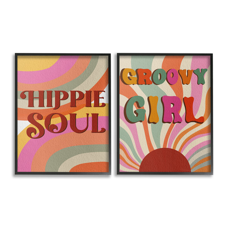 «Groovy Striped Phrases Single Photo Frame» par Regina Moore, 2 pièces sur toile, Estampe numérique Farmhouse