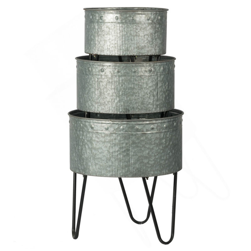Ensemble de 3 pots décoratifs en métal Huxley