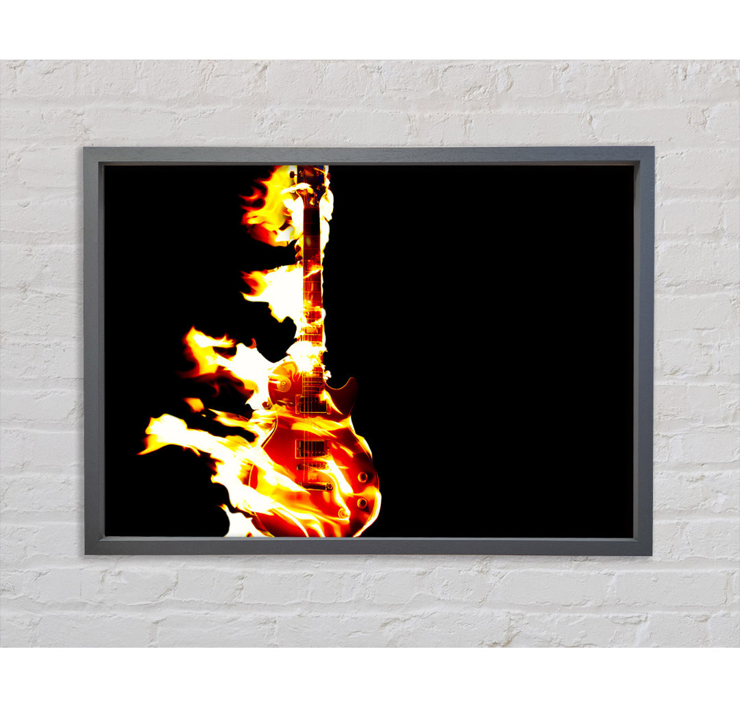 Guitar Flames - Einzelner Bilderrahmen Kunstdrucke auf Leinwand