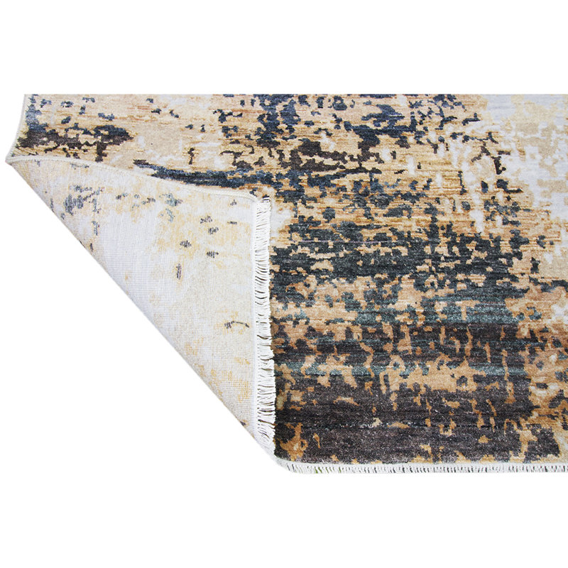 Abstract Area Rug in Gold, Rectangle 8' x 10'