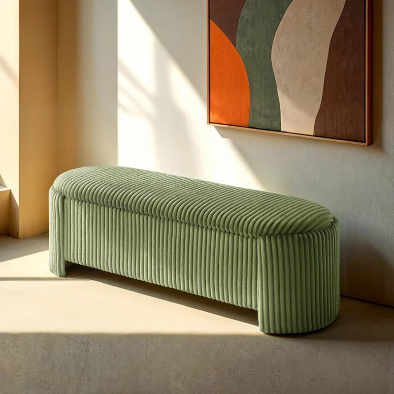 50" W Contemporary Storage Bench, Green, Green