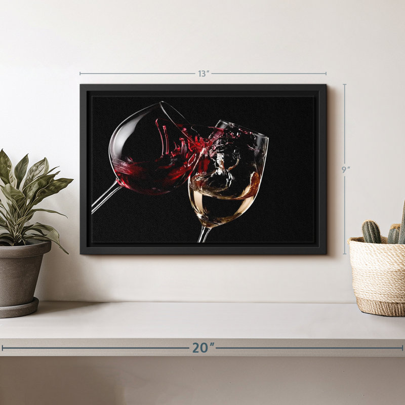 Art mural de verres à vin rouges et blancs, H 13 po x l 9 po