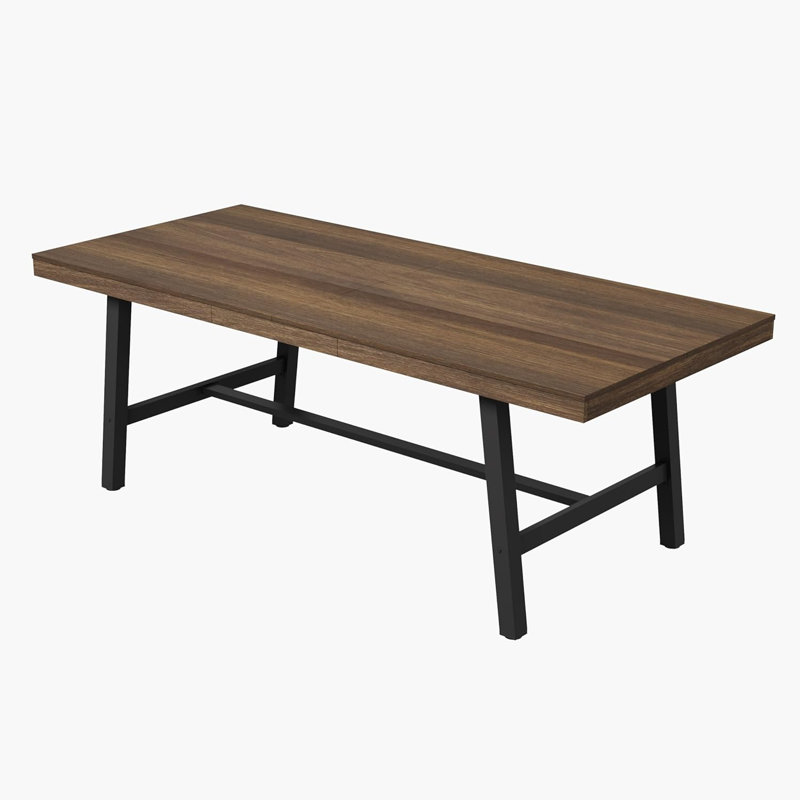 78.7" Industrial Dining Table for 6-8, Large Rectangular Kitchen Table with Sturdy Metal Frame, Brown