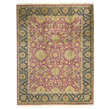 Hand Knotted Wool Oriental Area Rug in Red And Black