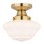 Luminaire semi-encastré à col de cygne traditionnel à 1 lumière de 12 po de large Eastgate, abat-jour en verre opale givré blanc, compatible DEL, pour plafonds bas, chambre à coucher, couloir, cuisine-875903778-913073599